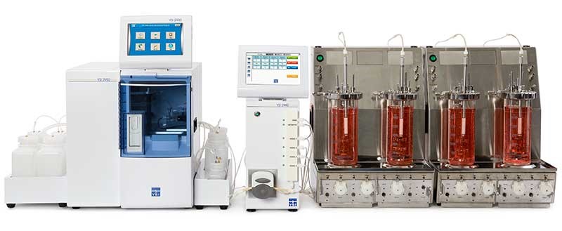 YSI 2950 in combinatie met een 2940 online monitoring systeem en vier bioreactors